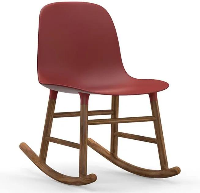 Normann Copenhagen Form Rocking Chair schommelstoel met walnoten onderstel rood