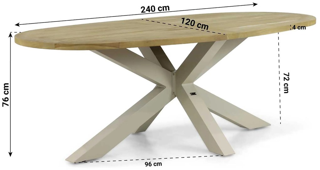 Tuinset 6 personen 240 cm Rope Zand/Beige Lifestyle Garden Furniture Monaco/Brookline
