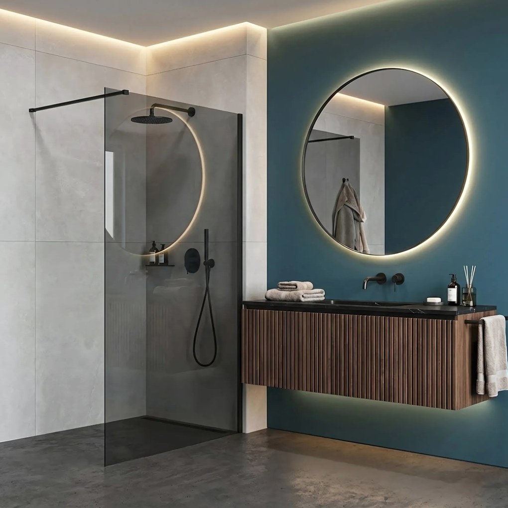 Walk-in douchewand Rea Flexi Grey / Black 110