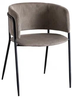 Set Van 2 Nalon Gestoffeerde Eetkamerstoelen Zwart & Corduroy Grijs – Taupe – Koel - Sklum