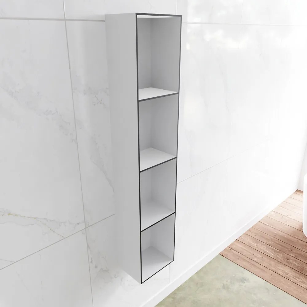 Zaro Lagom volledig naadloos solid surface nis 150cm mat zwart geschikt voor in of opbouw.