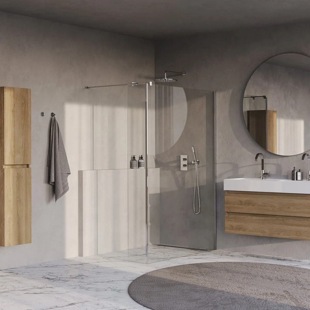 Brauer Oblivion inloopdouche helder glas 140cm met 30cm zijwand chroom