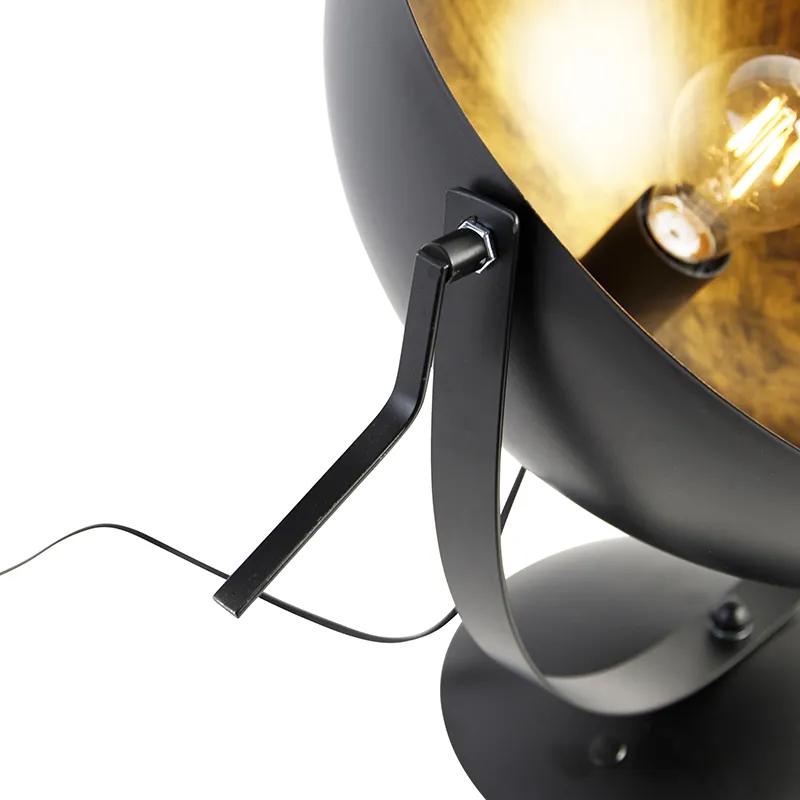 Industriële tafellamp zwart met goud verstelbaar - Magna Modern E27 rond Binnenverlichting Lamp
