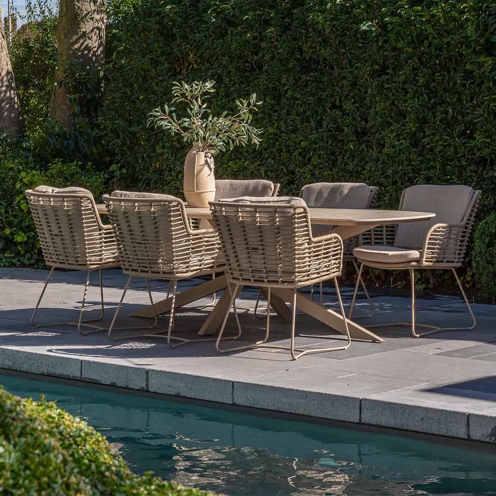 4 Seasons Fabrice tuinset 7-delig - Prado tuintafel 240x105 cm - ceramic sabbia latte
