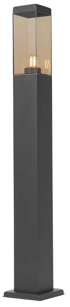 Moderne buitenlamp paal donkergrijs met smoke 80 cm - Malios