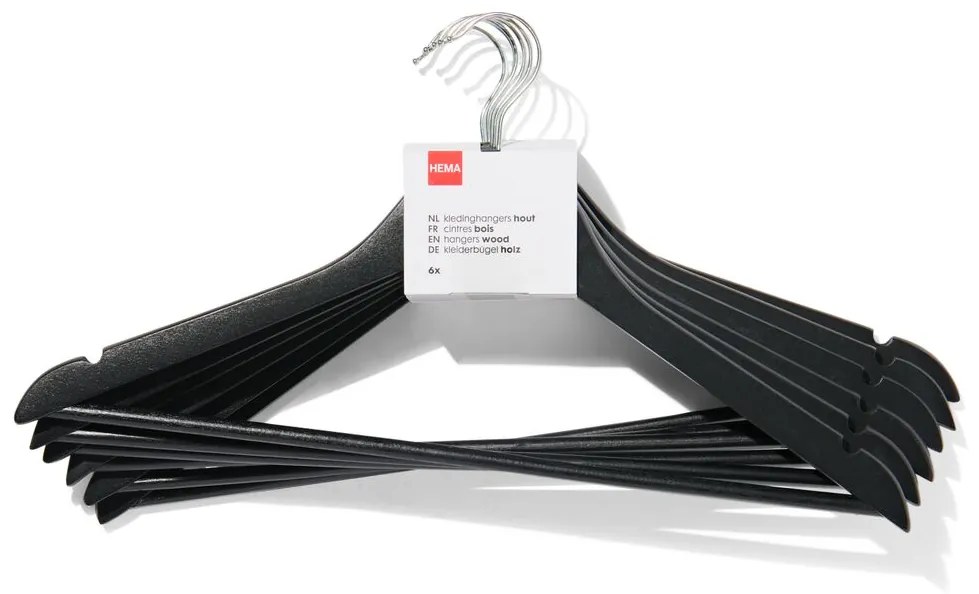 HEMA Kledinghangers Zwart Hout - 6 Stuks