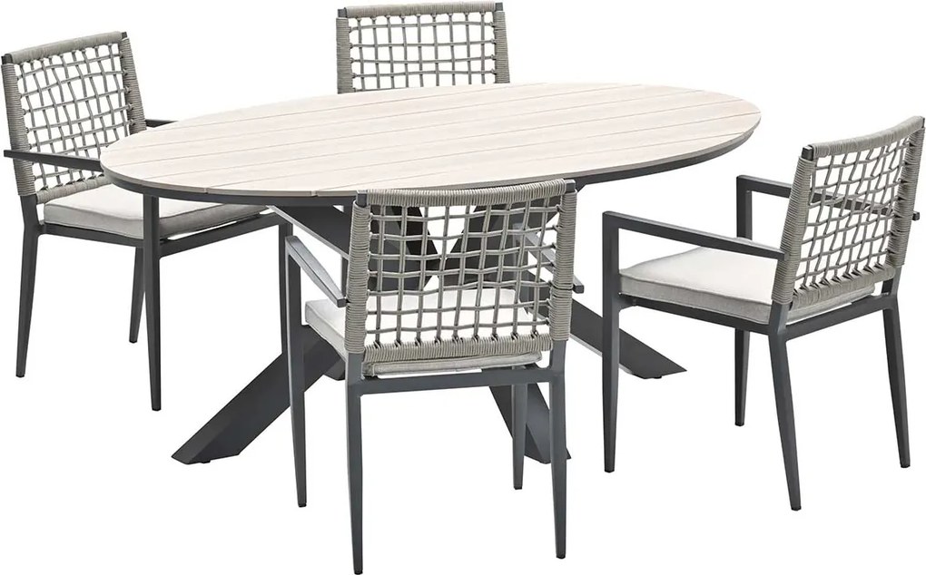 Garden Impressions Burela tuinset 5-delig - Tulli tuintafel 180x115xH75 cm