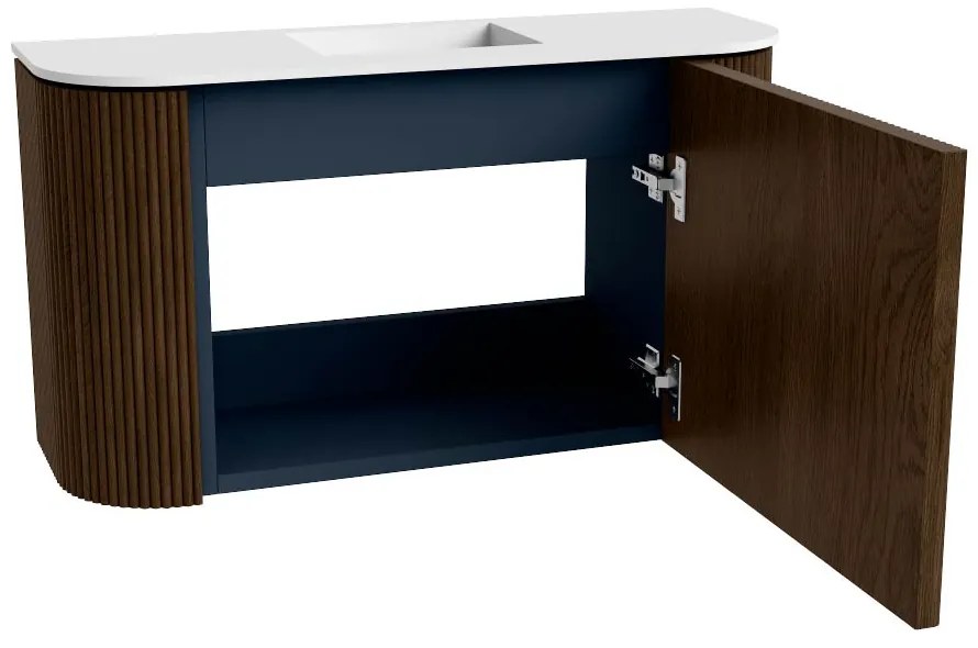 Mondiaz Joya 75cm toiletmeubel ronding links/rechts walnut met wastafel faye midden zonder kraangat talc