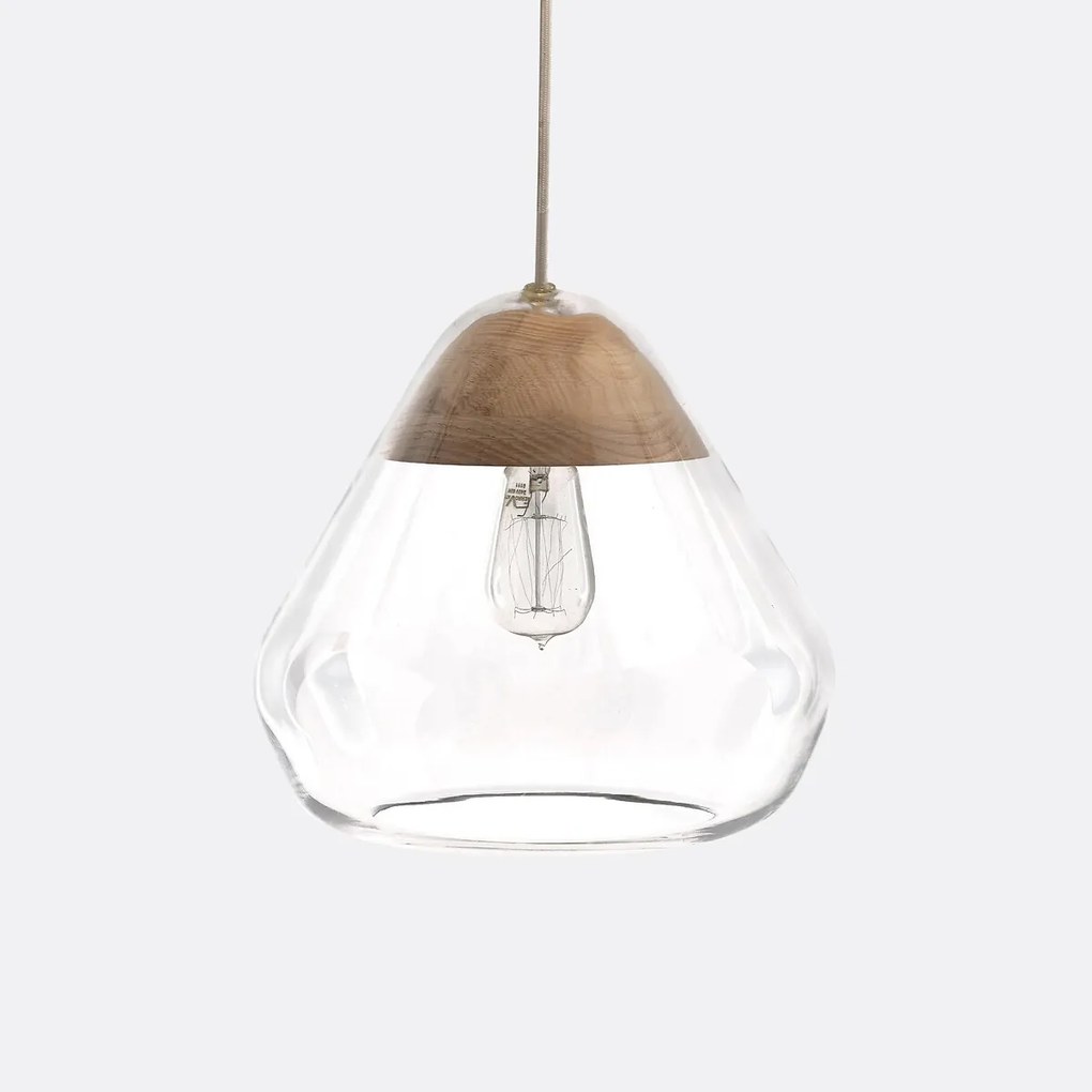Hanglamp in glas en essenhout Ø30 cm, Nasoa
