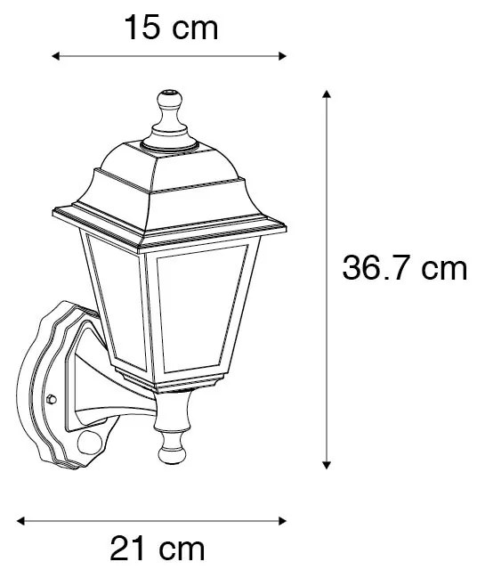Klassieke buitenwandlamp zwart met bewegingsmelder - Capital Klassiek / Antiek E27 IP44 Buitenverlichting vierkant