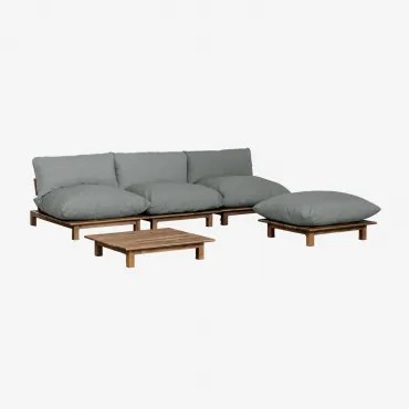 Tuinset Met 3-delige Modulaire Relax Tuinbank Met Salontafel En Poef In Brina Acacia Hout Grijs – Antraciet - Sklum