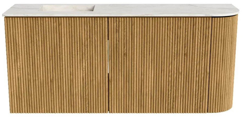 Mondiaz Joya DLux 90cm toiletmeubel ronding rechts oak met wastafel faye links 1 kraangat ostra