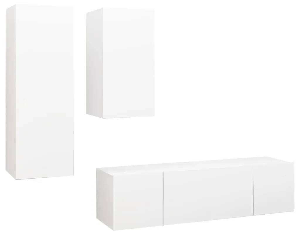 vidaXL 4-delige Tv-meubelset spaanplaat wit