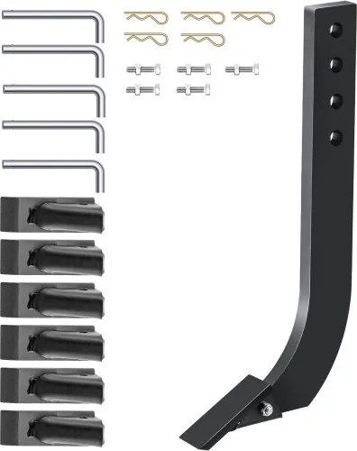 VEVOR Box Blade Shaft, 464 mm verticuteeras, 4-gats box schraperas, met verwijderbare conische tanden en pennen, verstelbare asconstructie voor vervanging, graven, ploegen, 5-pack