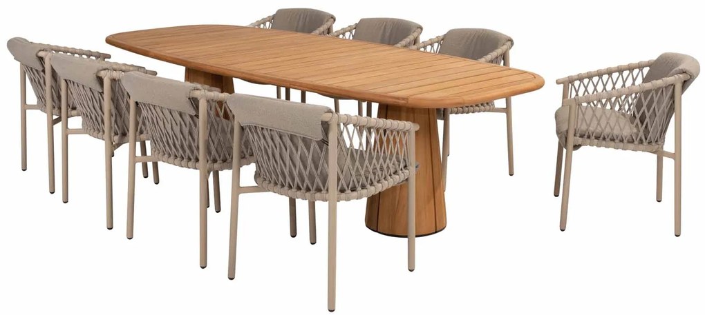 Taste by 4 Seasons Capri teak tuintafel met barrelvormig blad 280 x 110 cm SALE Tuintafel houtkleur weerbestendig