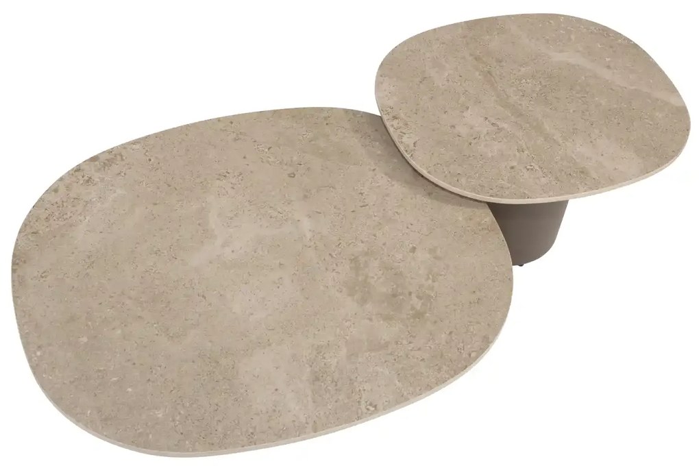 4 Seasons Outdoor Sofie loungetafel latte met zandkleurig keramisch blad 50 x 60 cm Bijzettafel   beige weerbestendig