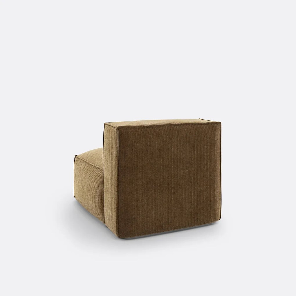 Fauteuil voor modulaire bank, in vintage ribfluweel, Seven