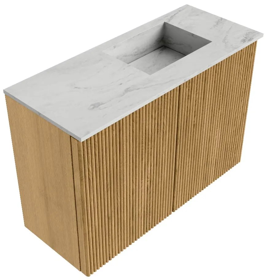 Mondiaz Joya DLux 60cm toiletmeubel oak met wastafel faye rechts zonder kraangat opalo
