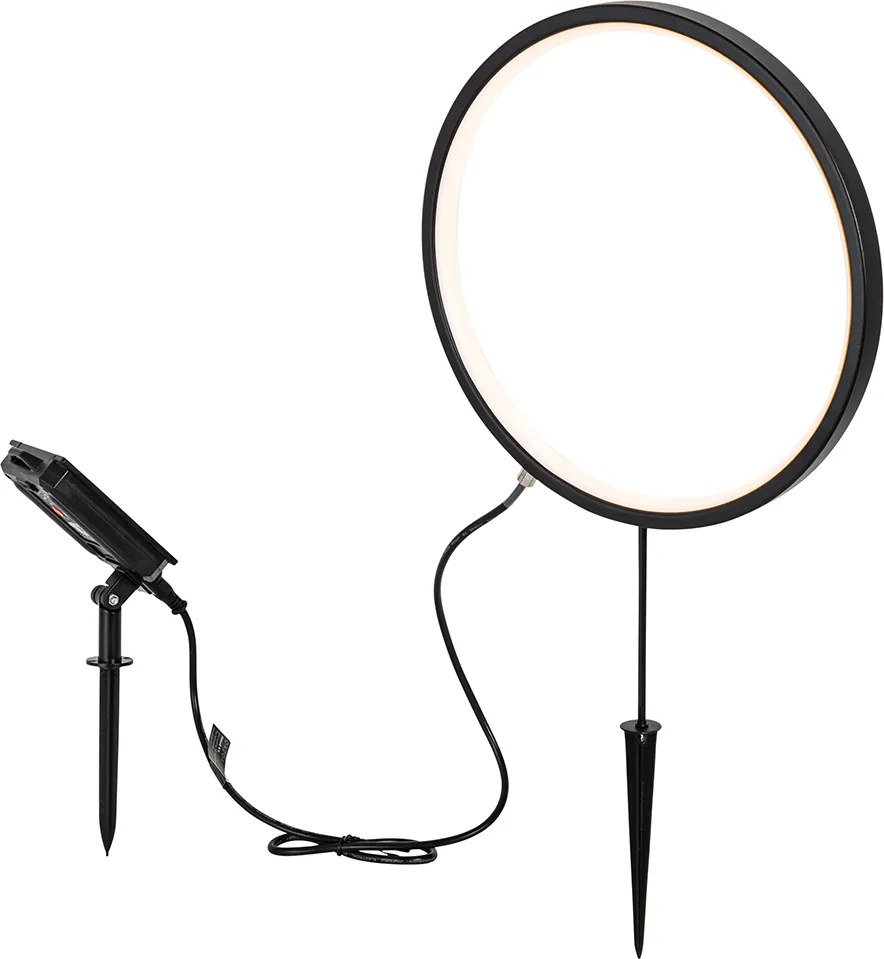Set van 2 prikspots zwart 60cm incl. LED oplaadbaar en solar IP65 - Adalind