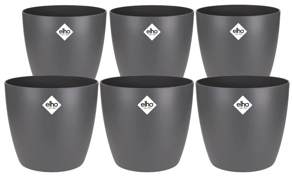 6x Pot Elho Brussels round antraciet