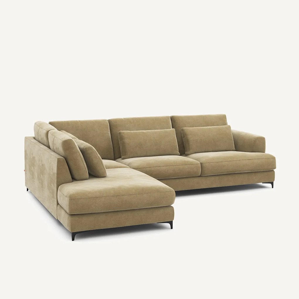 Omvormbare hoekbank links, stonewashed fluweel, Marsile