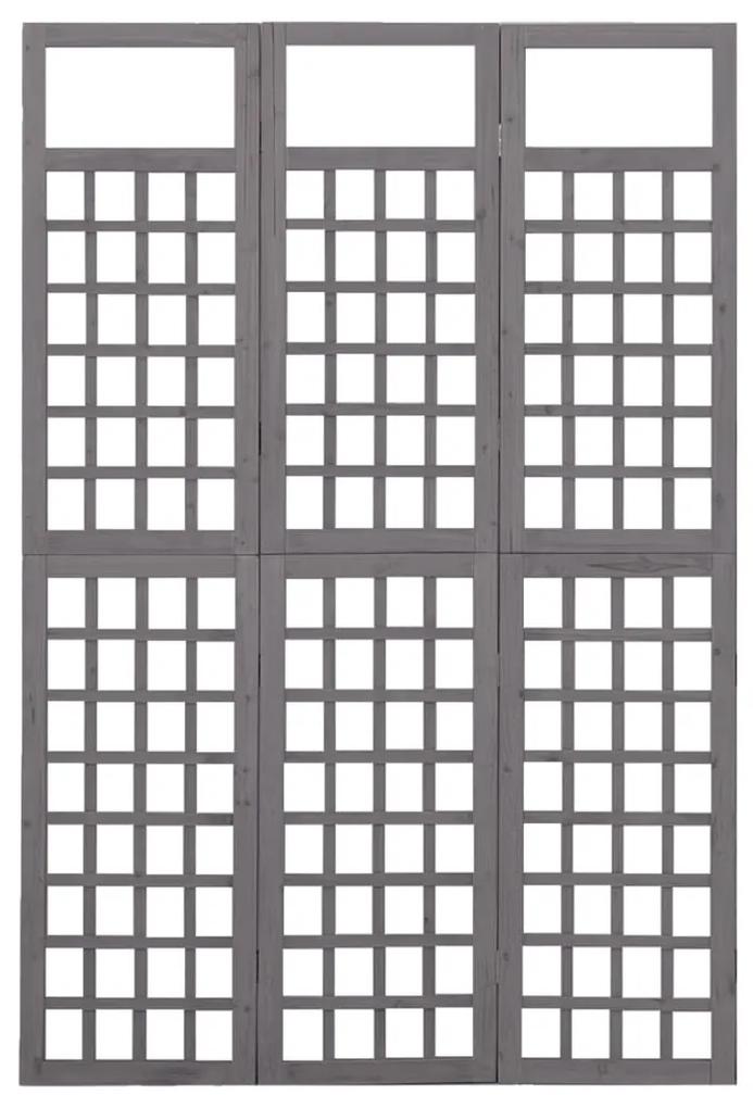 vidaXL Kamerscherm/trellis met 3 panelen 121x180 cm vurenhout grijs
