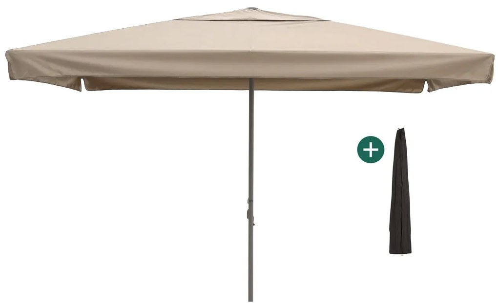 Parasol Shadowline Bonaire | Inclusief hoes | Rechthoekig | 400x300cm | Met katrol | Bruin | Kees Smit Tuinmeubelen