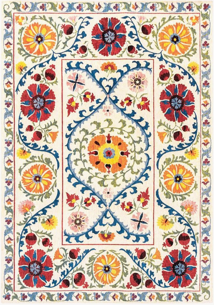 Wasbaar jacquard in- & outdoor vloerkleed Suzani