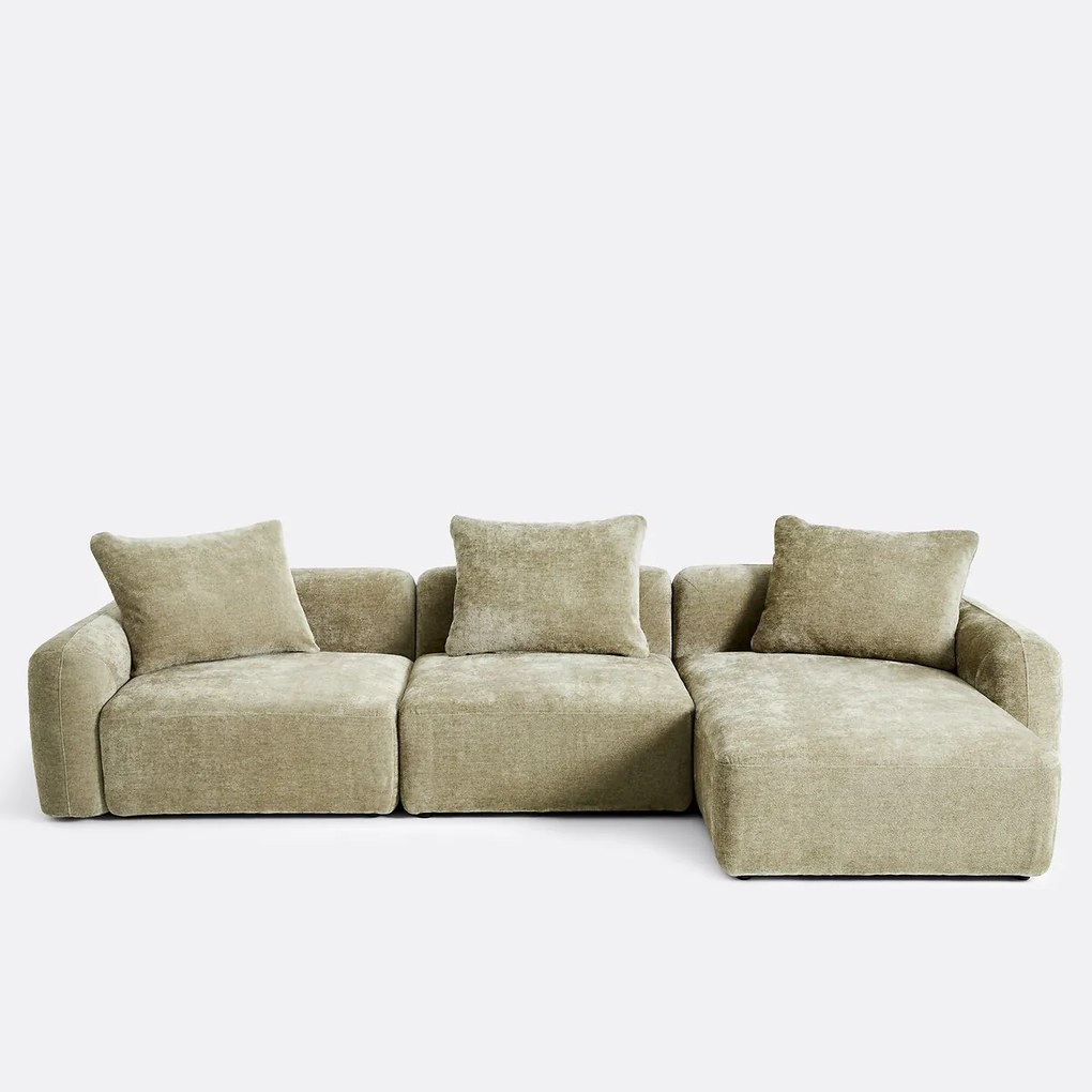 3-zits rechte modulaire hoekbank in jacquard chenille, AMAD