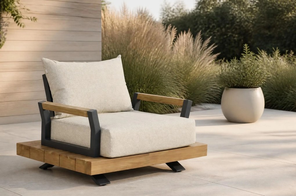 Tuinstoel Aluminium/Teak Old teak greywash Santika Supreme