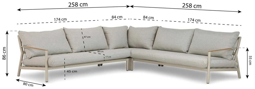 Hoek loungeset  Aluminium Grijs   Coco
