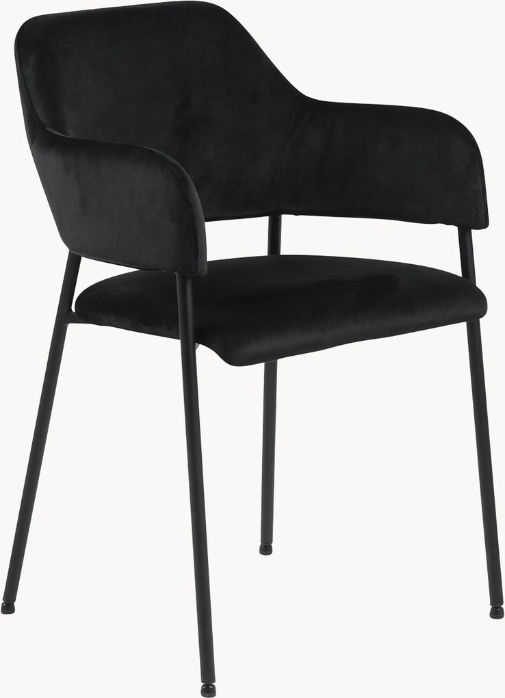 Fluwelen eetkamerstoelen Lima met armleuningen, 2 stuks
