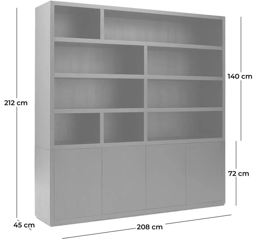 Goossens Buffetkast Barcelona, 4 deuren 9 open vakken, zwart eiken, 208 x 212 x 45 cm, stijlvol landelijk