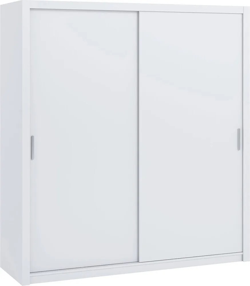 Kledingkast Catromi 107, Wit, 215x200x62cm, 170.99 kg, Kledingkast deuren: Schuivend, Aantal planken: 9, Aantal planken: 9