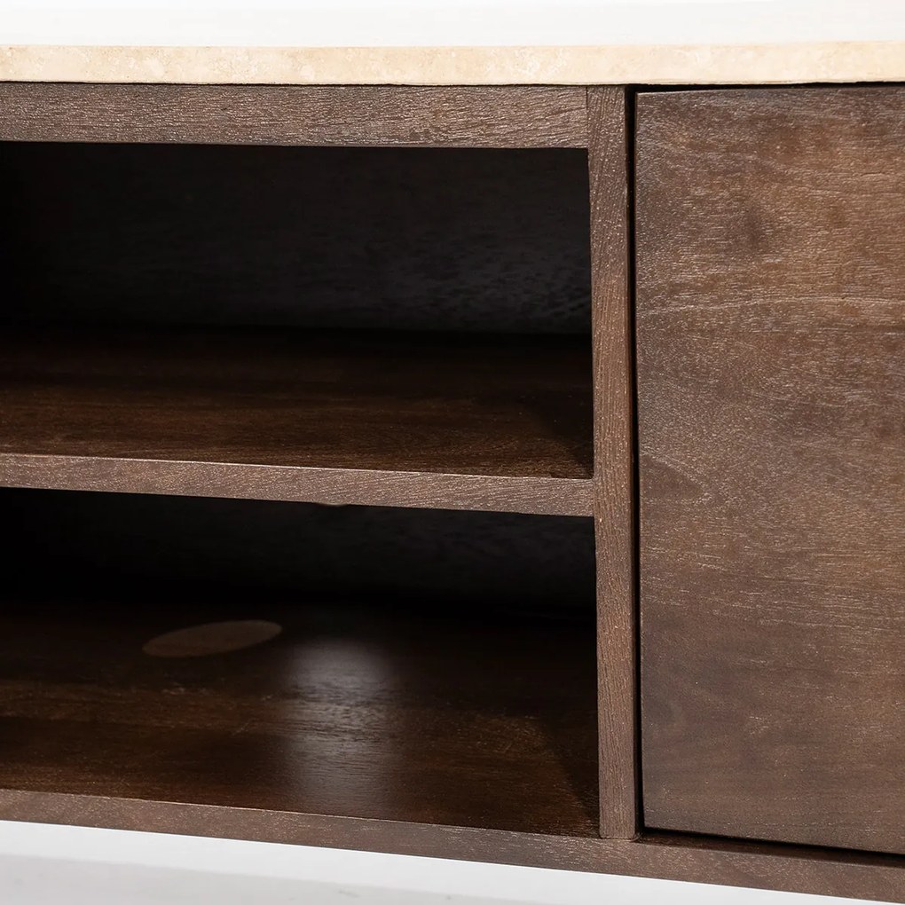 Tv-meubel Met Travertin Blad 200 Cm - 200x40x52cm.