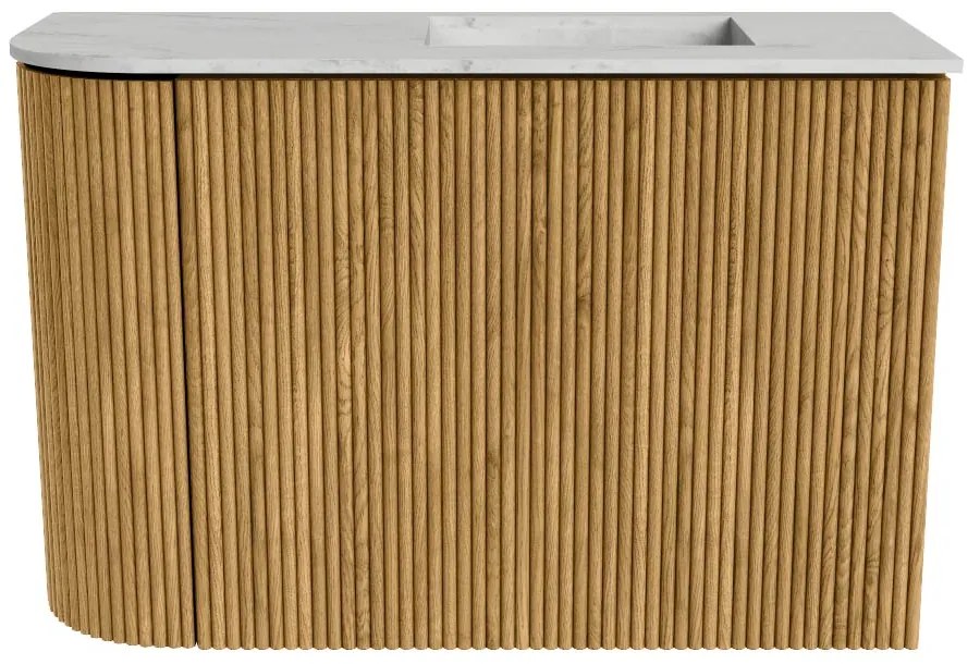 Mondiaz Joya DLux 60cm toiletmeubel ronding links oak met wastafel faye rechts 1 kraangat opalo