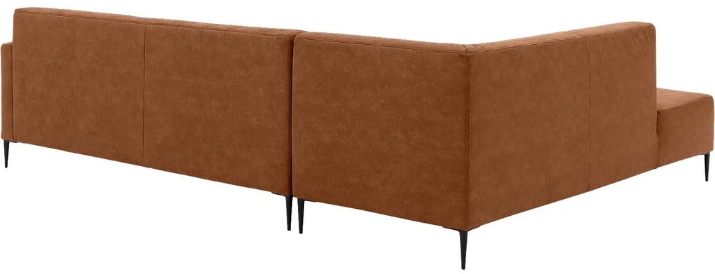 Goossens Key West cognac, micro leer, 3-zits, modern design met ligelement links