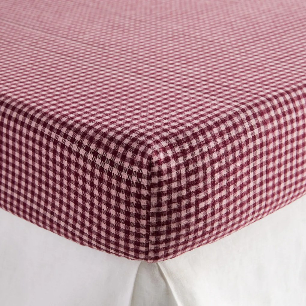 Hoeslaken voor kinderen, katoenen flanel, rand van 25 cm, geruit, VICHY FLANELLE