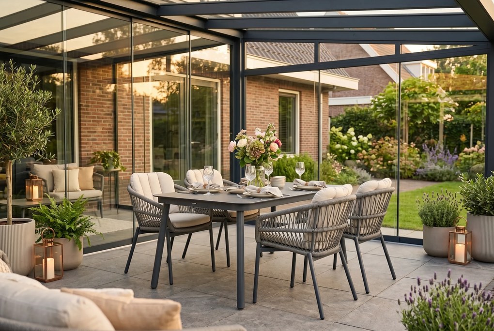 Tuinset 4 personen 160 cm Rope Grijs De Laan Projects