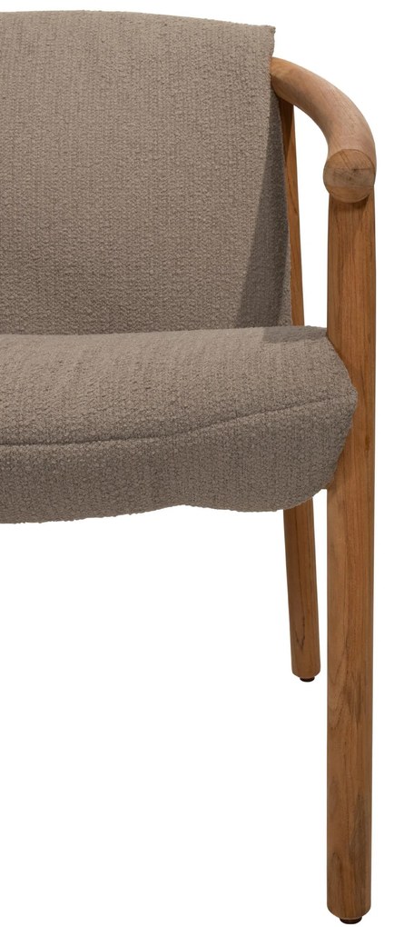 4 Seasons Outdoor Tess teak dining chair met bouclé bekleding  Tuinstoel    taupe weerbestendig