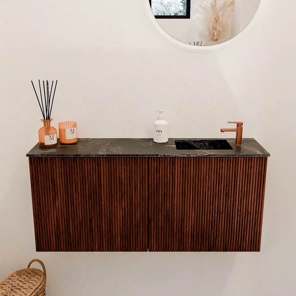 Mondiaz Joya DLux 90cm toiletmeubel ruby met wastafel faye rechts 1 kraangat lava