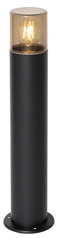 Staande buitenlamp zwart met smoke kap 50 cm - Odense