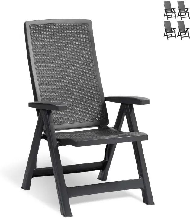 Allibert Montreal stoel - set van 4 stoelen - grafiet