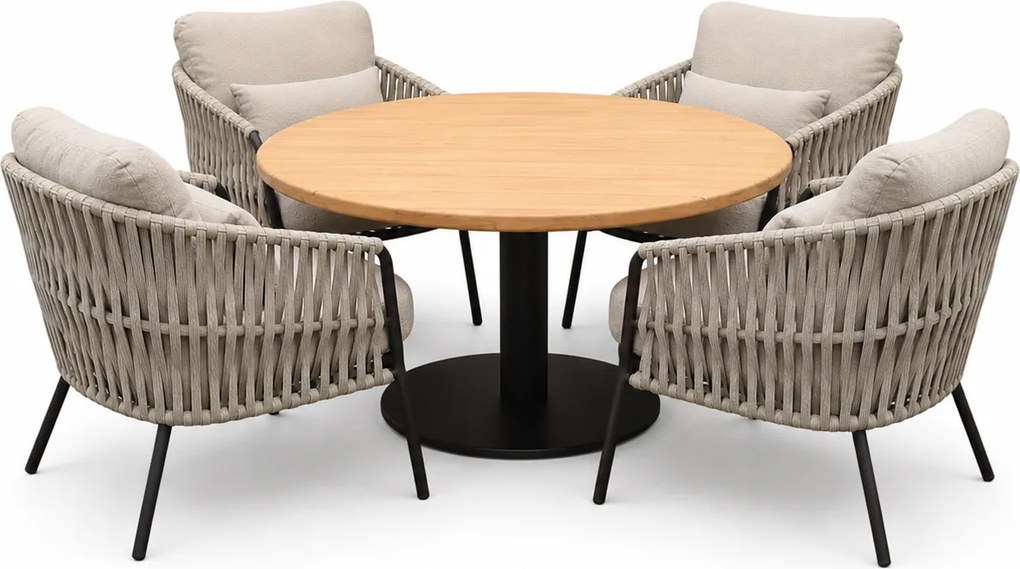 Torino Sarenza low dining tuinset 140xH71 cm 5 delig teak terre