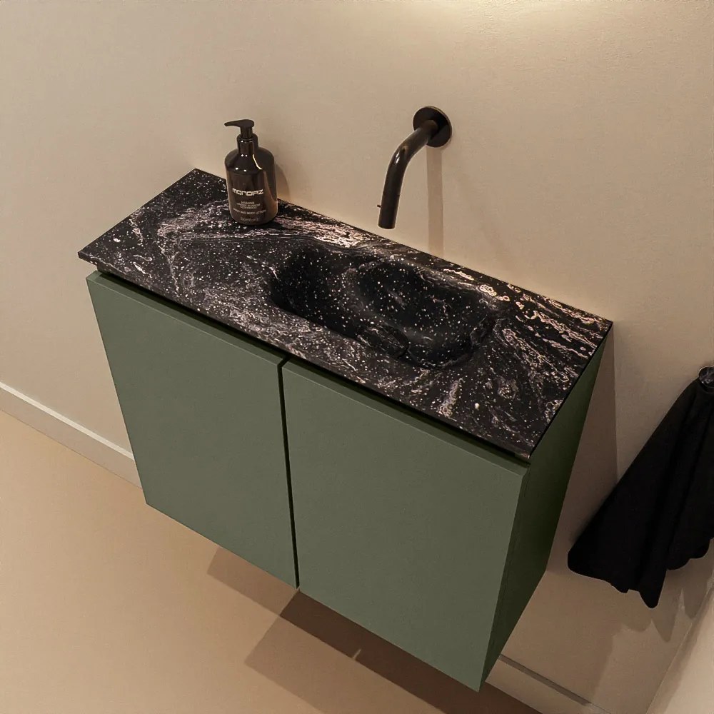 Mondiaz Ture DLux toiletmeubel 60cm army met wastafel lava rechts zonder kraangat