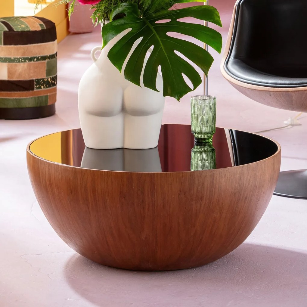 Ronde Bol Salontafel Walnoot - 80 X 80cm.