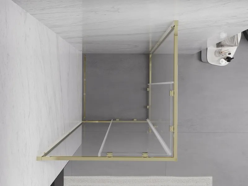 Mexen Exo-S Duo vierkante, verschuifbare douchecabine 100 x 100 cm, transparant, goud - 8111-100-100-50-00