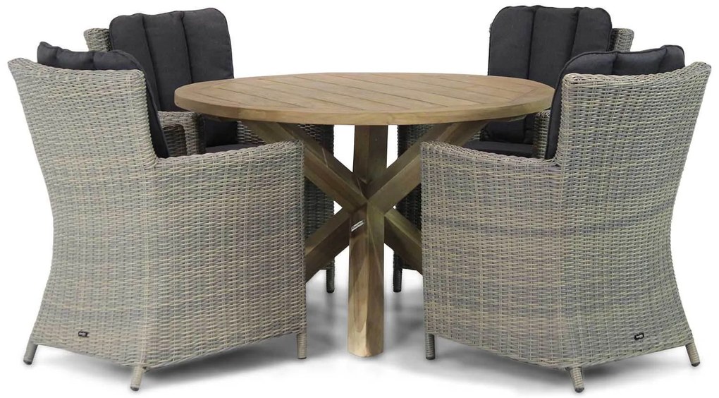 Tuinset Ronde Tuintafel 4 personen 120 cm Wicker Taupe  Garden Collections Venerdi/Sand