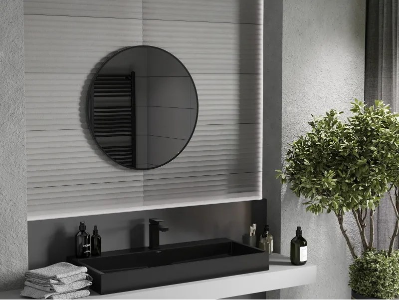 Mexen Loft ronde badkamer spiegel 75 cm, zwarte lijst - 9850-075-075-000-70