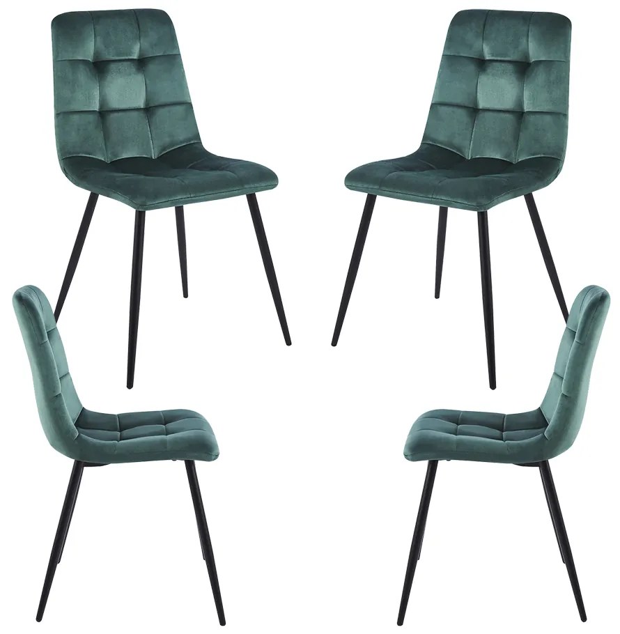 Set 4 Stoelen Stuhl Fluweel